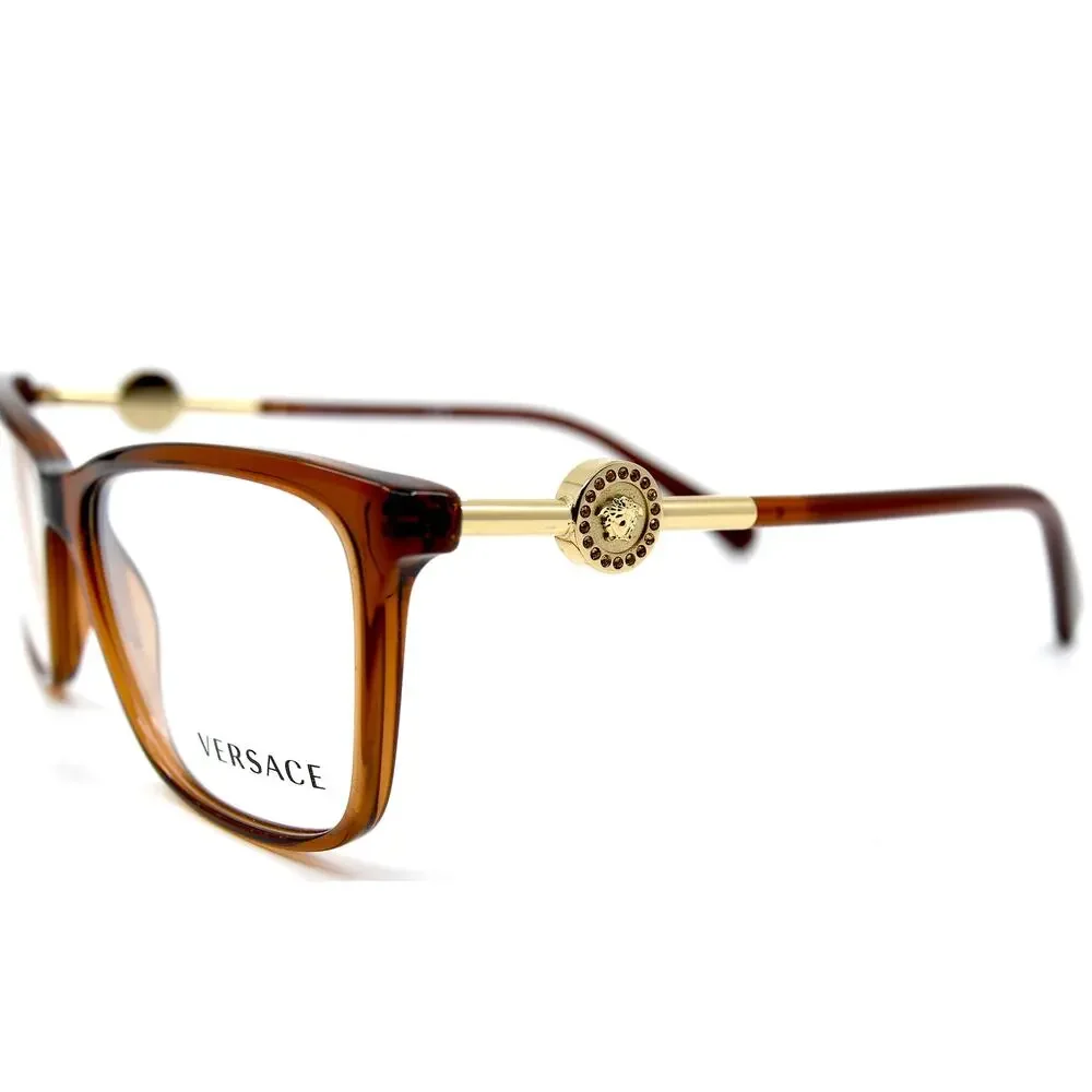 NEW VERSACE VE3299B 5324 TRANSPARENT BROWN AUTHENTIC EYEGLASSES FRAME